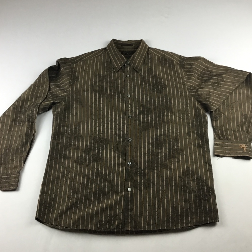 Saltaire Striped Button Down Striped Paisley